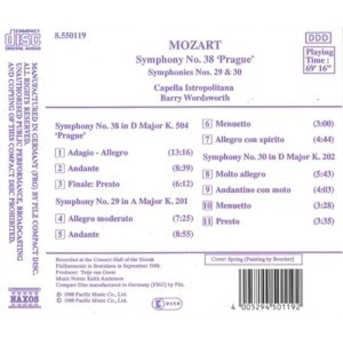 Naxos Mozart: Symphonies 38, 29 & 30