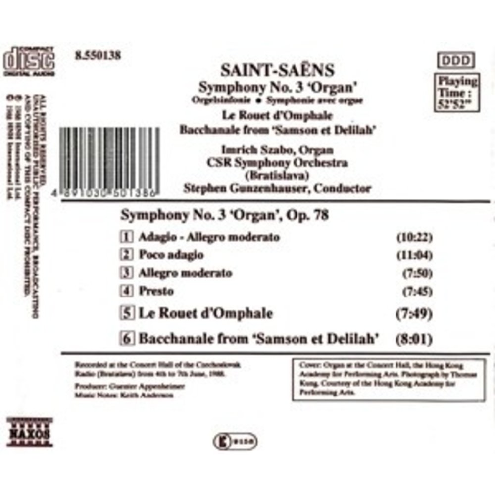 Naxos St.-Saens: Symph. 3/Rouet D'o.