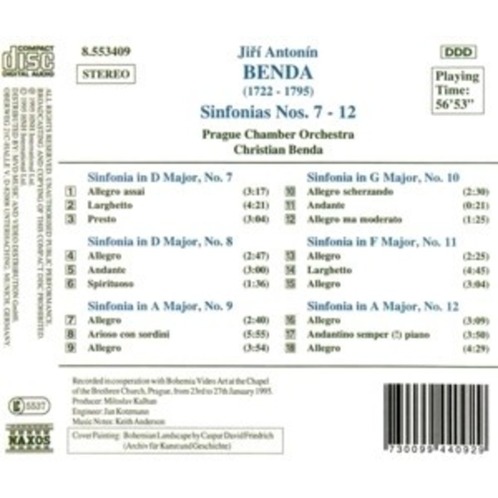 Naxos Benda: Sinfonias 7-12