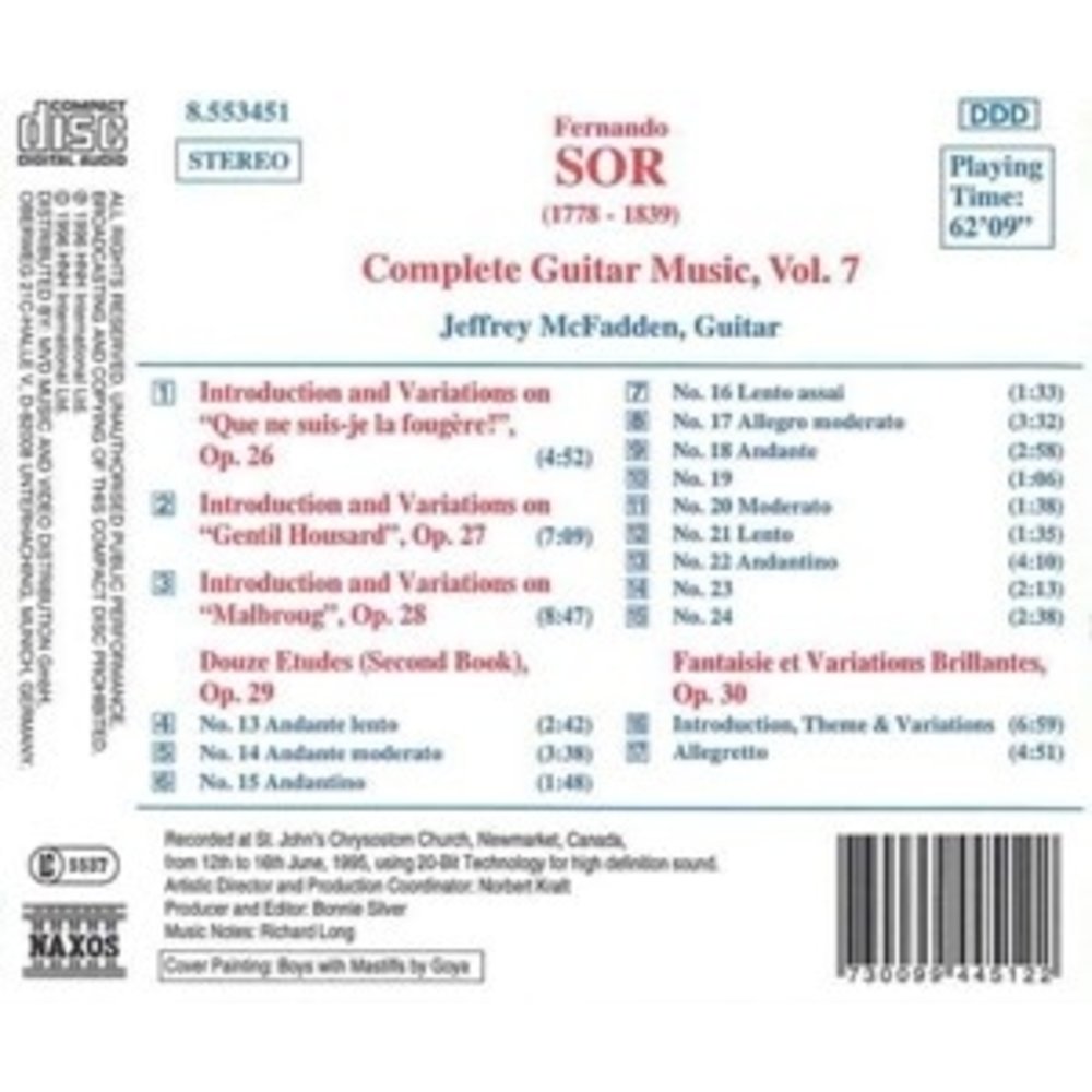 Naxos Sor: Guitar Music Op. 26-30
