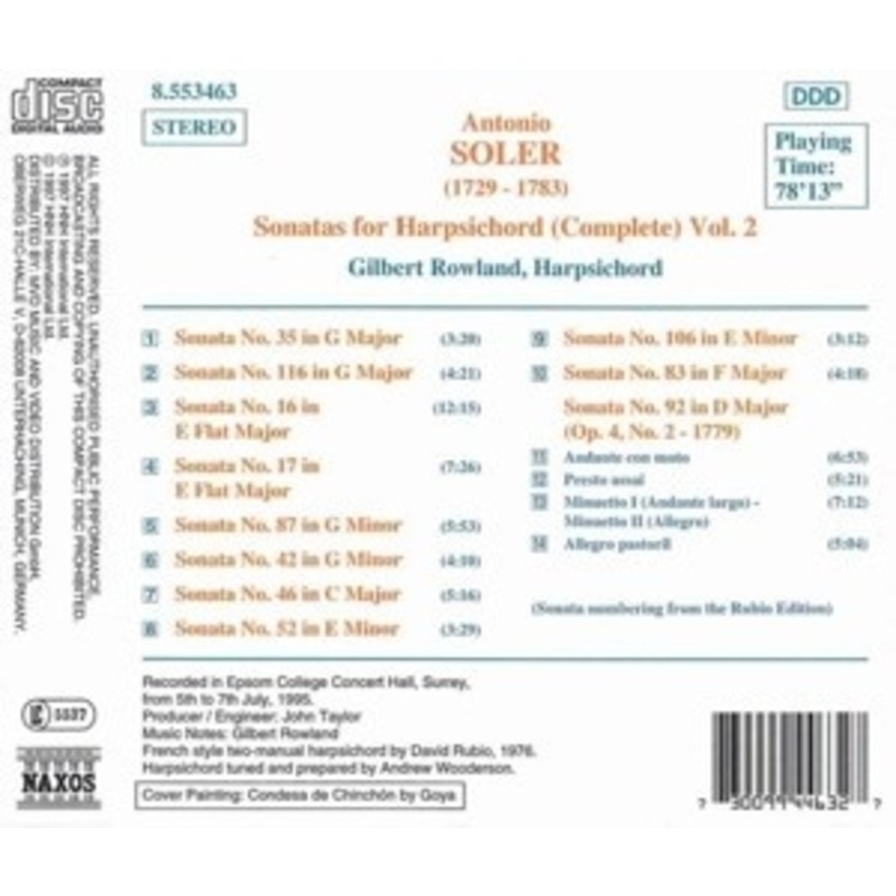 Naxos Soler:son. For Harpsich. Vol.2