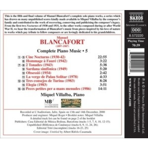 Naxos Blancafort: Piano Music 5