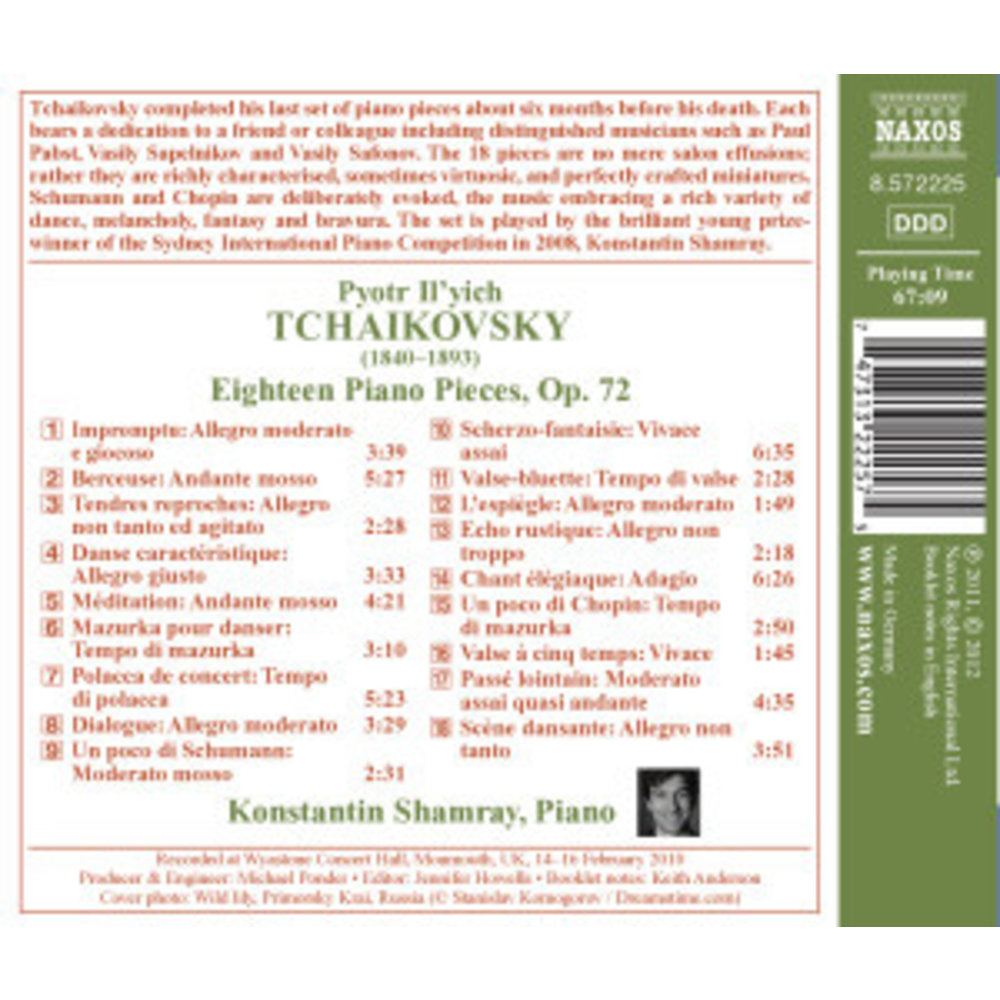 Naxos Tchaikovsky: 18 Piano Pieces
