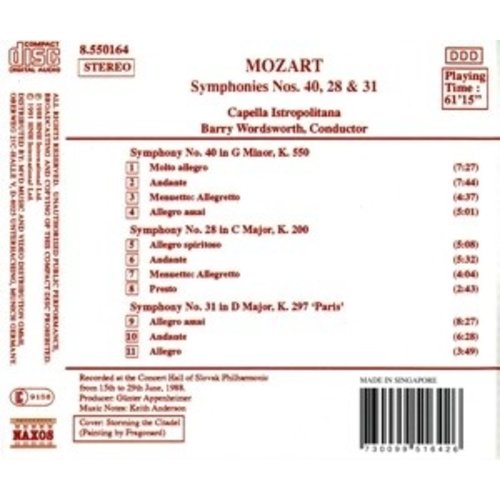 Naxos Mozart: Symphonies 28, 31 & 40