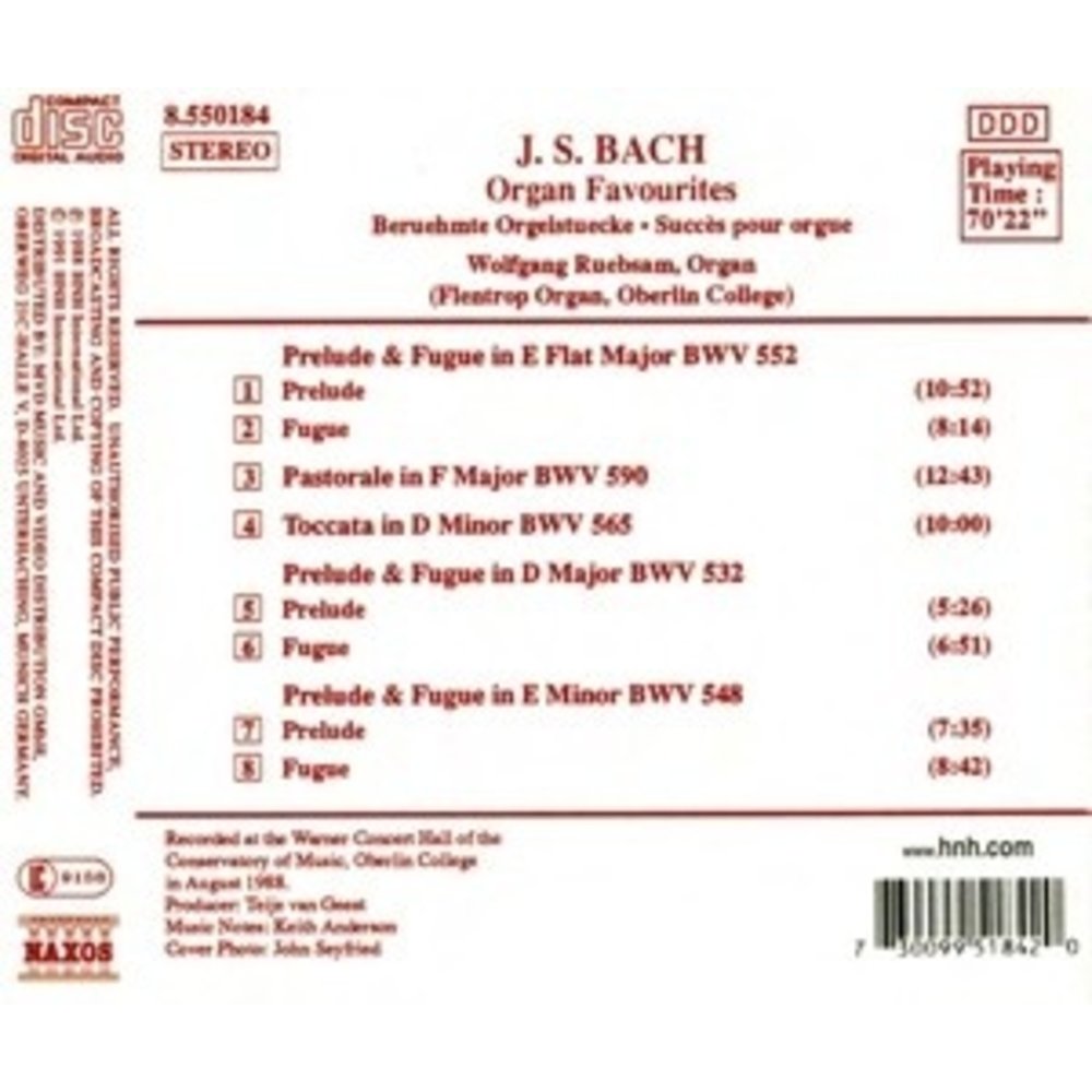 Naxos Bach J. S.: Organ Favourites