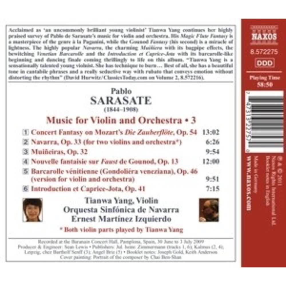 Naxos Sarasate: Music For Violin 3