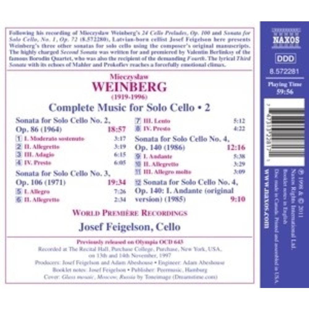 Naxos Weinberg: Music For Solo Cello 2