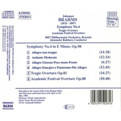 Naxos Brahms: Symphony 4/Overtures