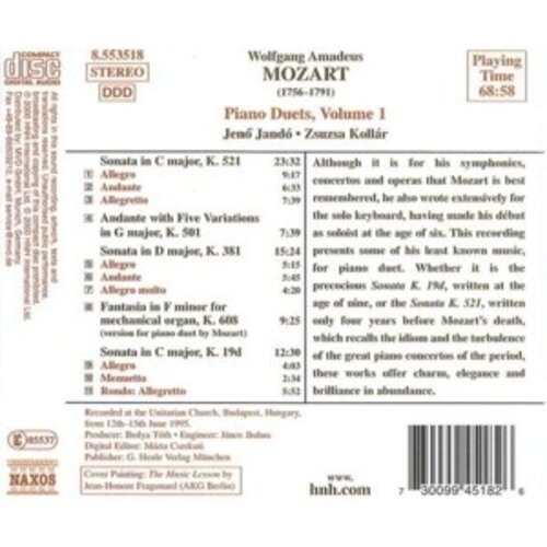 Naxos Mozart: Piano Duets,Vol.1