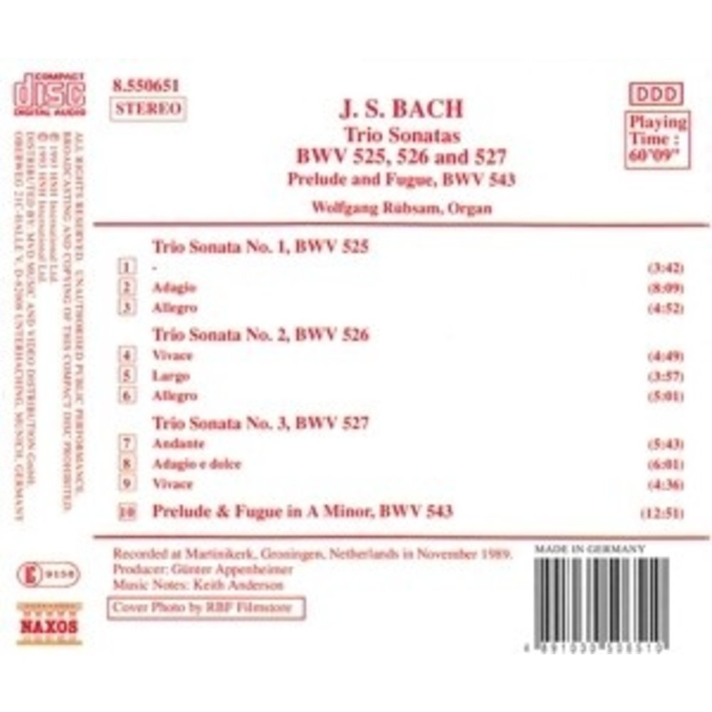 Naxos Bach J. S.: Trio Sonatas 1-3