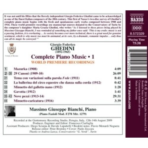 Naxos Ghedini: Compl.piano Music 1