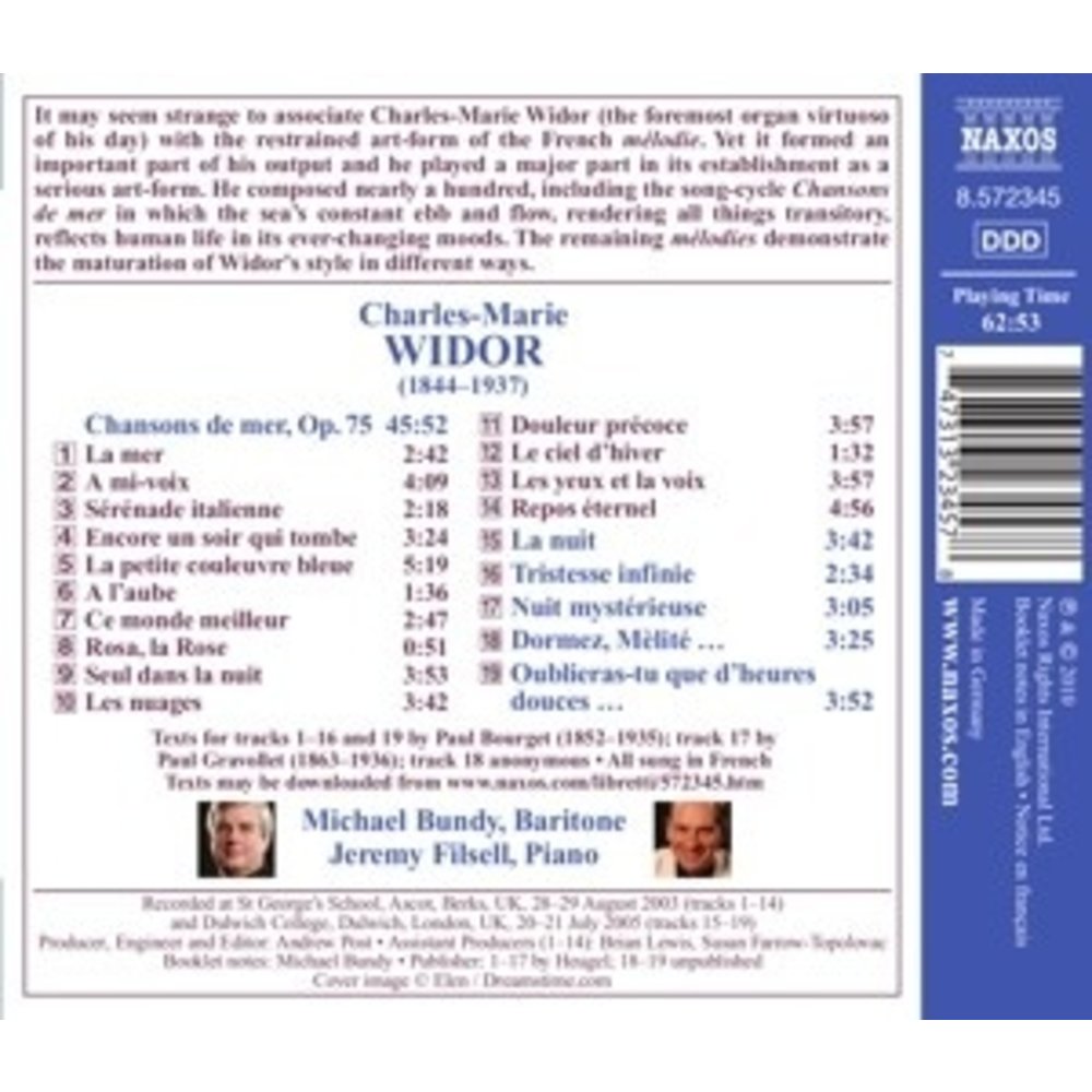 Naxos Widor: Chansons De Mer