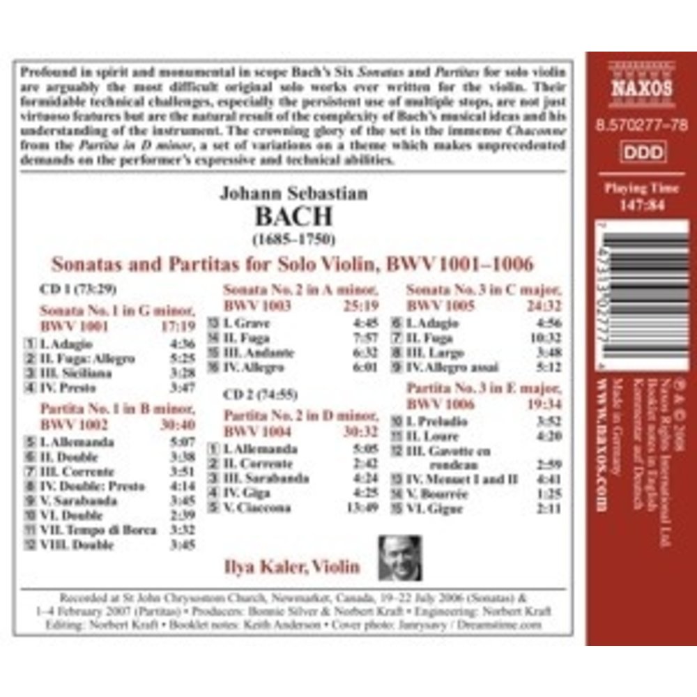 Naxos Bach: Sonatas And Partitas For Violin