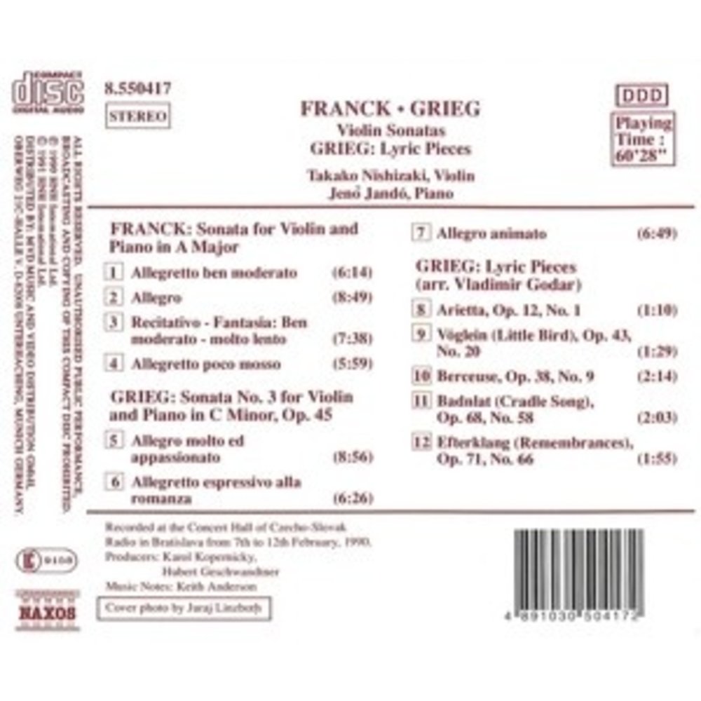 Naxos Franck/Grieg: Violin Sonatas