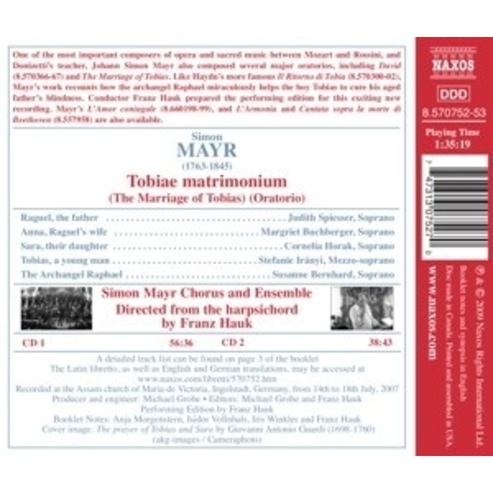 Naxos Mayr: Marriage Of Tobias