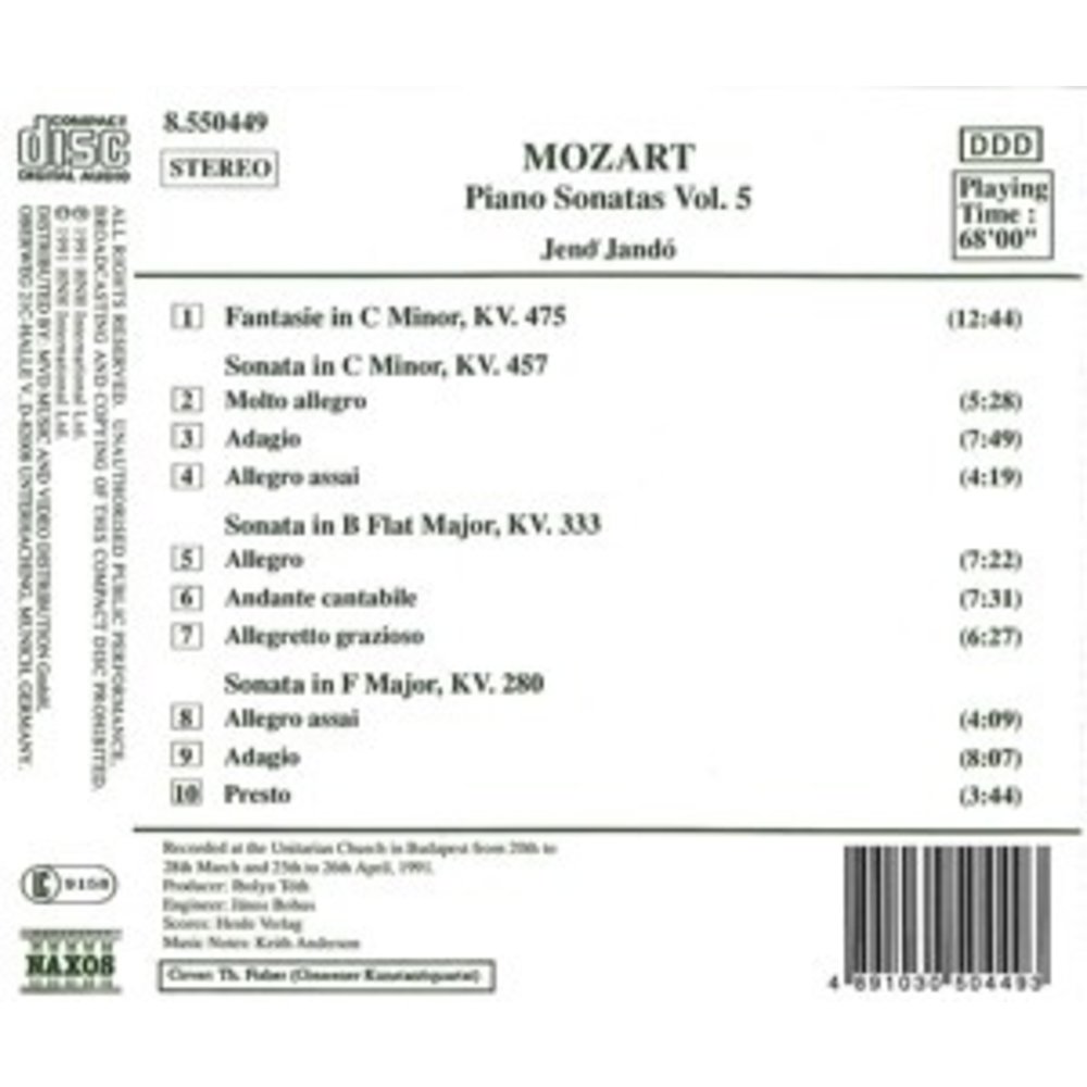 Naxos Mozart: Piano Sonatas Vol.5