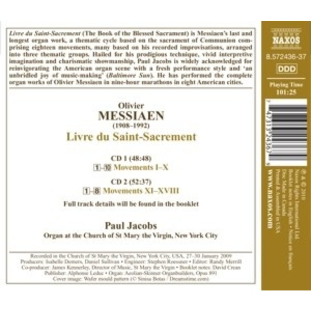 Naxos Messiaen: Livre Du Saint-Sacrement