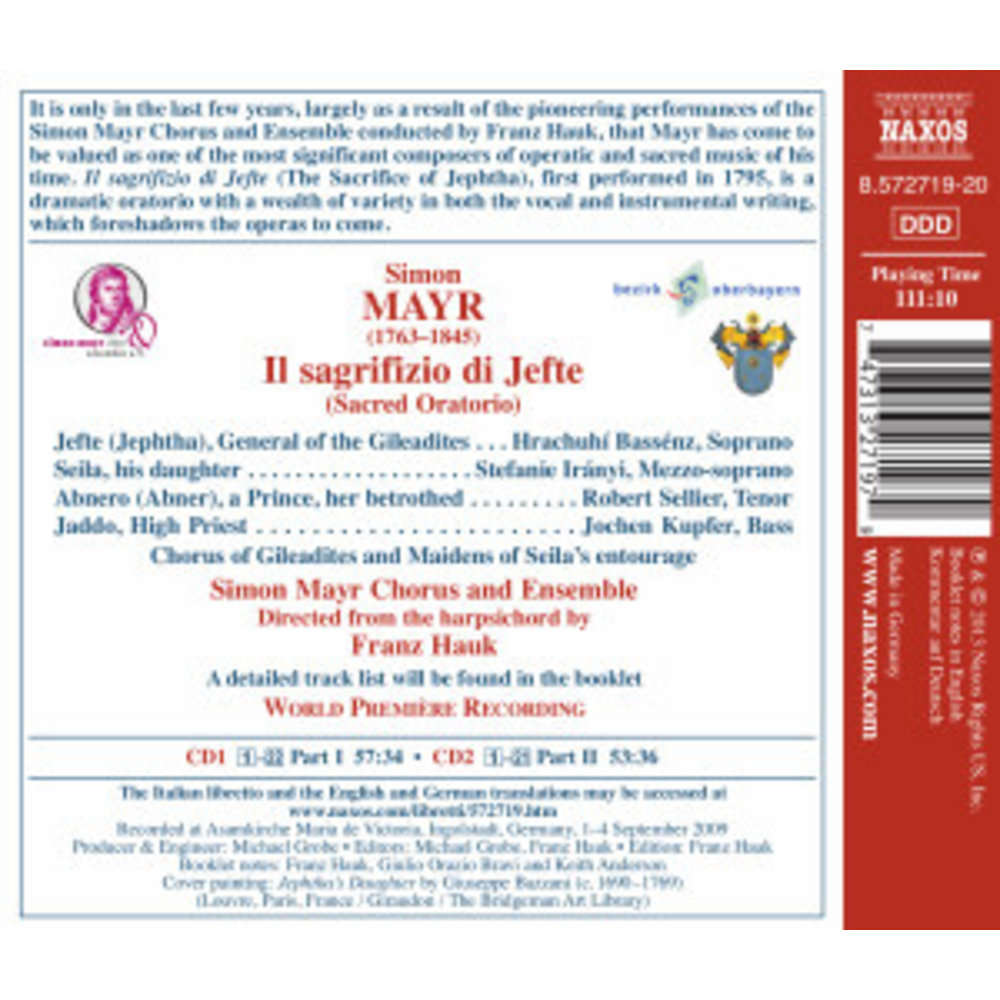 Naxos Mayr: Il Sagrifizio Di Jefte