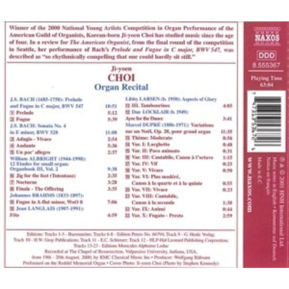 Naxos Choi Ji Yoen:organ Recital