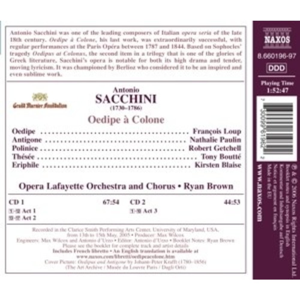 Naxos Sacchini: Oedipe A Colone