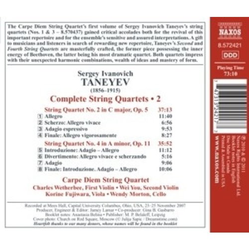 Naxos Taneyev: String Quartets 2