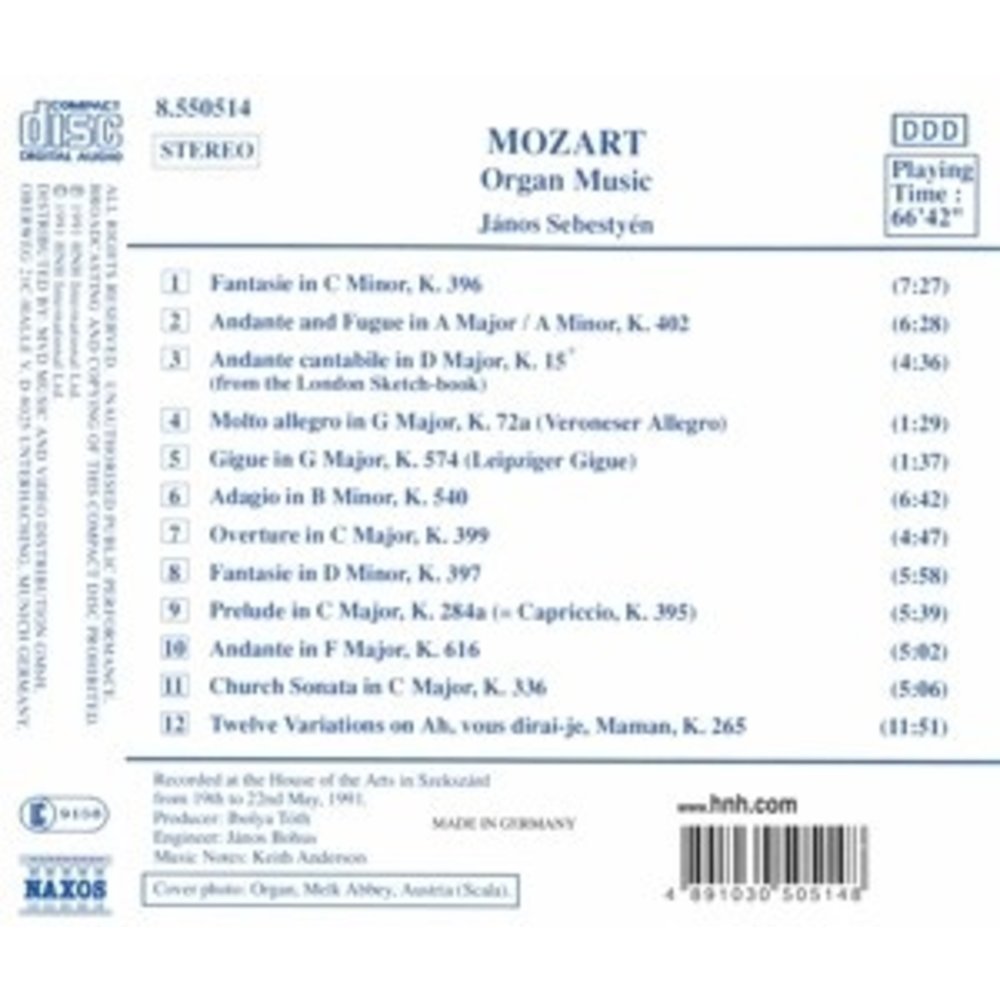 Naxos Mozart: Organ Music