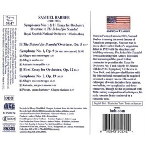 Naxos Barber: Symphonies Nos. 1 & 2