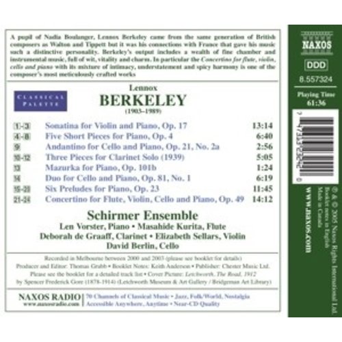 Naxos Berkeley: Sonatina For Violin