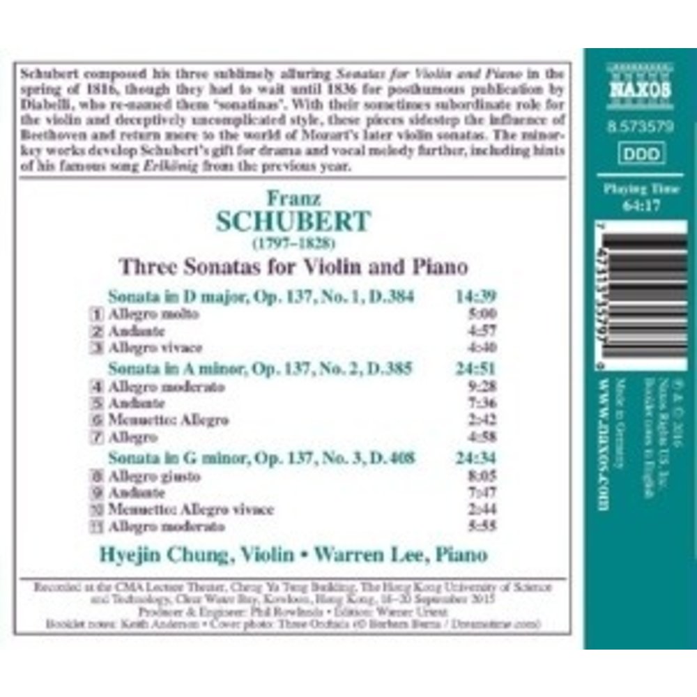 Naxos Three Sonatas For Violin And Piano