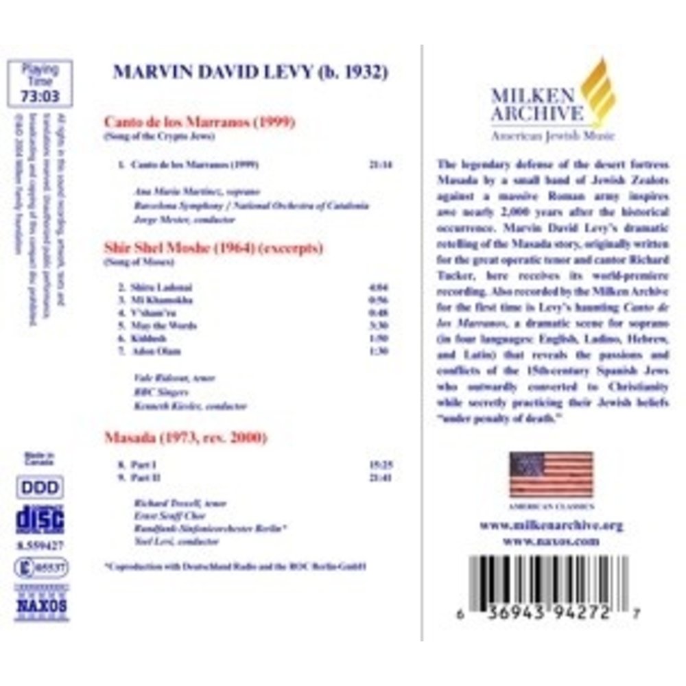 Naxos Levy: Masada / Canto De Los Ma