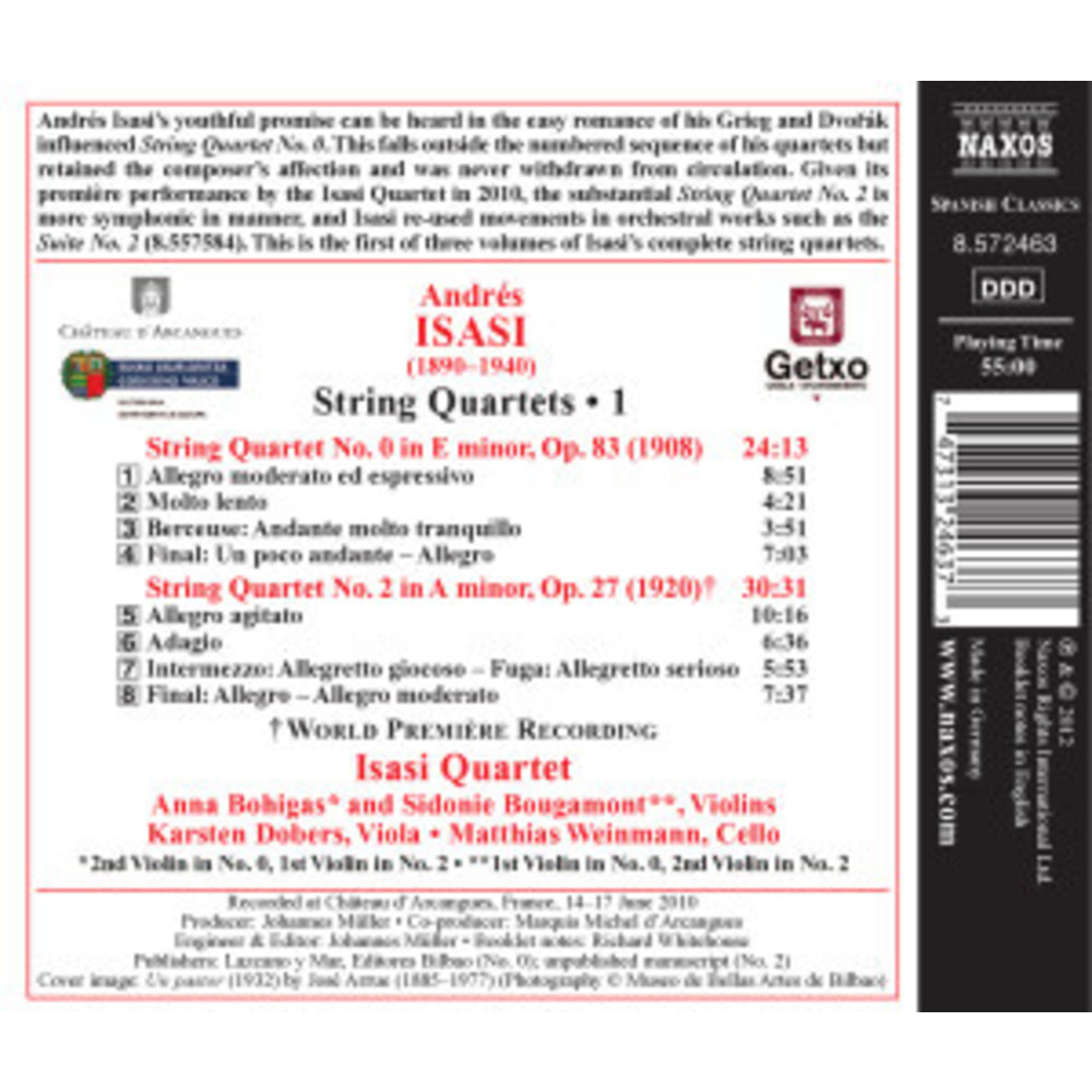 Naxos Isasi: String Quartets 0+2