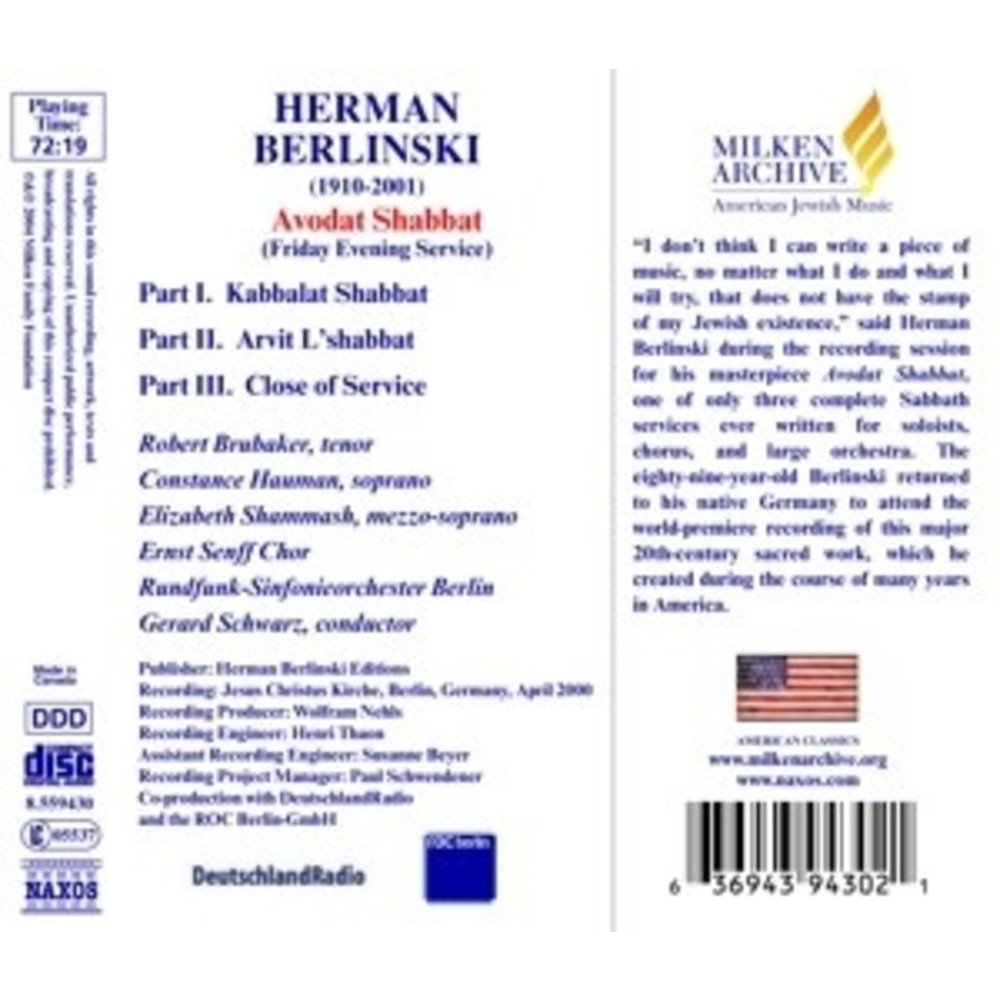 Naxos Berlinski: Avodat Shabbat (Fri