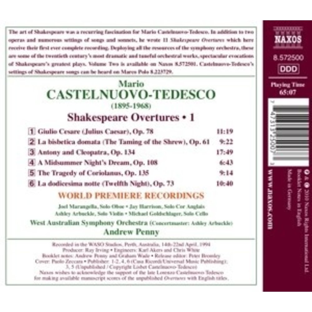 Naxos Casteln.-Tedesco: Shakespeare 1