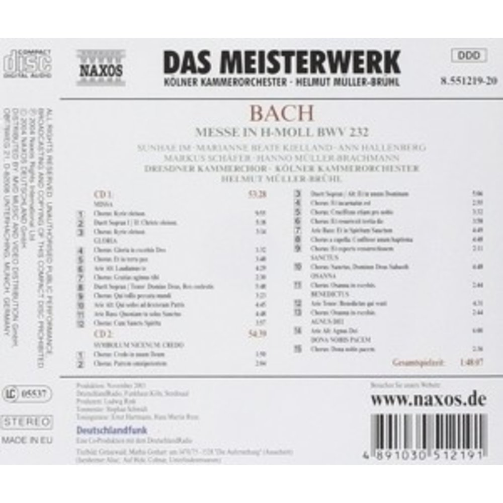 Naxos Bach: Messe In H-Moll Bwv 232
