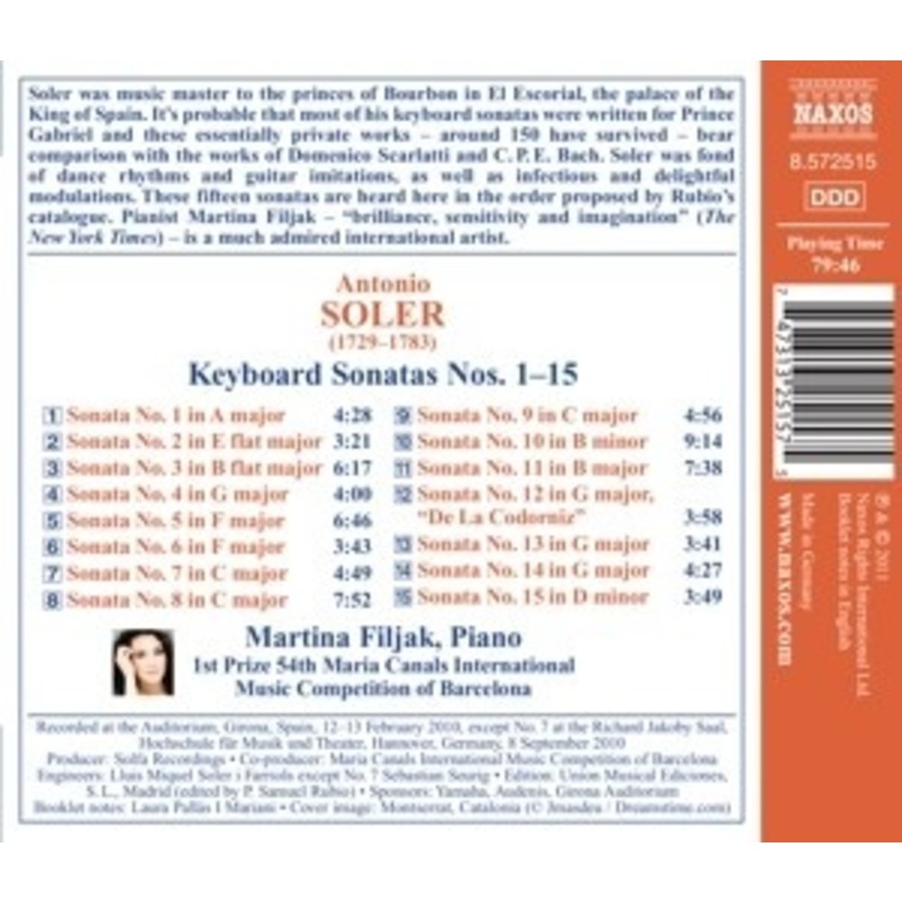 Naxos Soler: Keyboard Sonatas 1-15