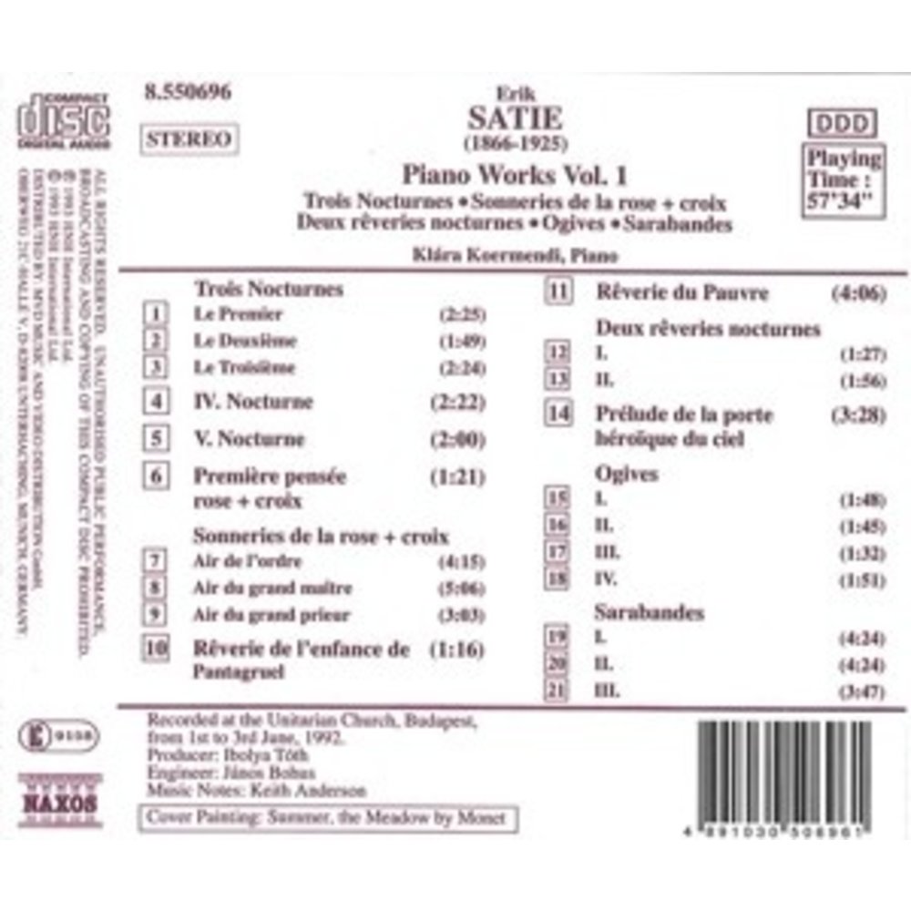 Naxos Satie: Piano Works Vol.1