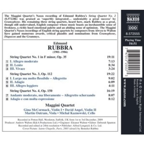 Naxos Rubbra: String Quartets 1,3+4