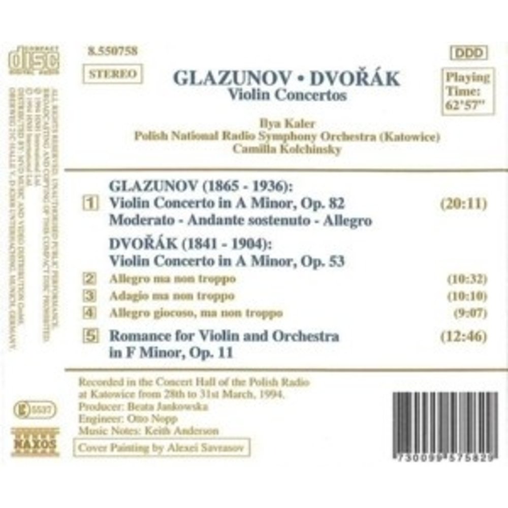 Naxos Glazunov/Dvorak: Violin Conc.