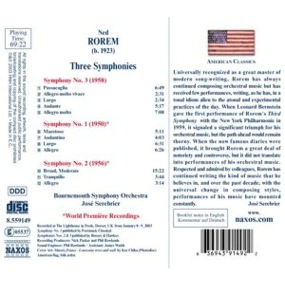 Naxos Rorem: Three Symphonies