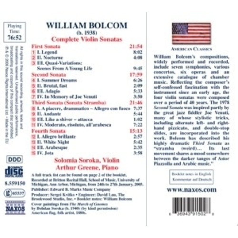 Naxos Bolcom: Violin Sonatas Nos. 1-