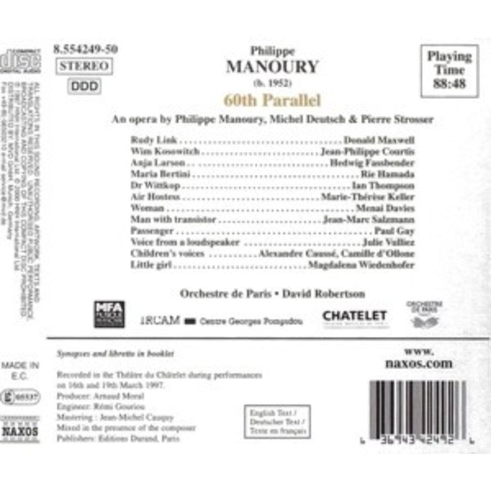 Naxos Manoury: 60Th Parallel