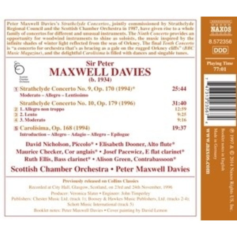 Naxos Maxwell Davies,Strathclyde Concerto No. 9 For 6 Wo