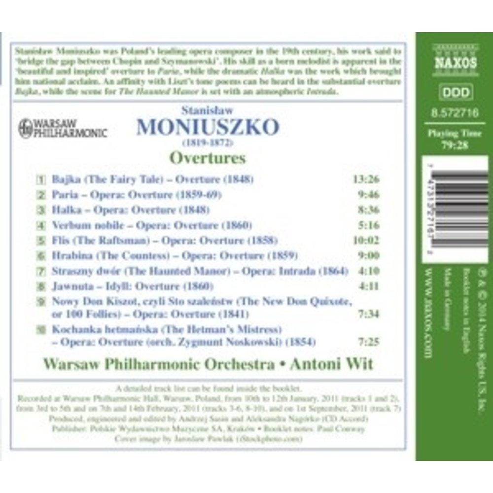 Naxos Moniuszko,Bajka, Opera Overtures Paria, Halka, Ver