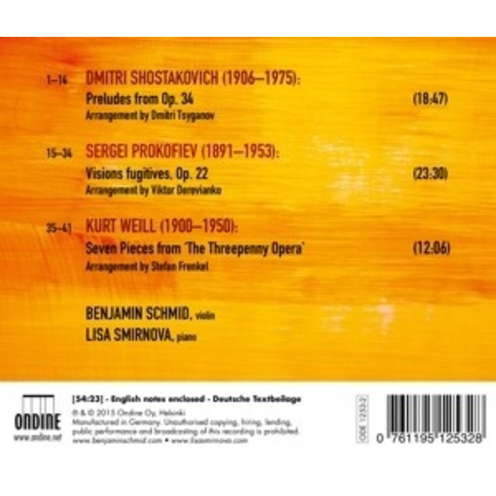 Ondine Preludes; Visions Fugitives ; Seven Pieces From 'T