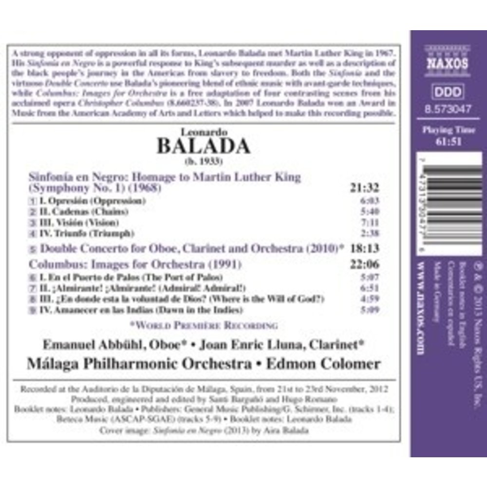 Naxos Balada-Sinfonia In Negro (Hommage To Martin Luther