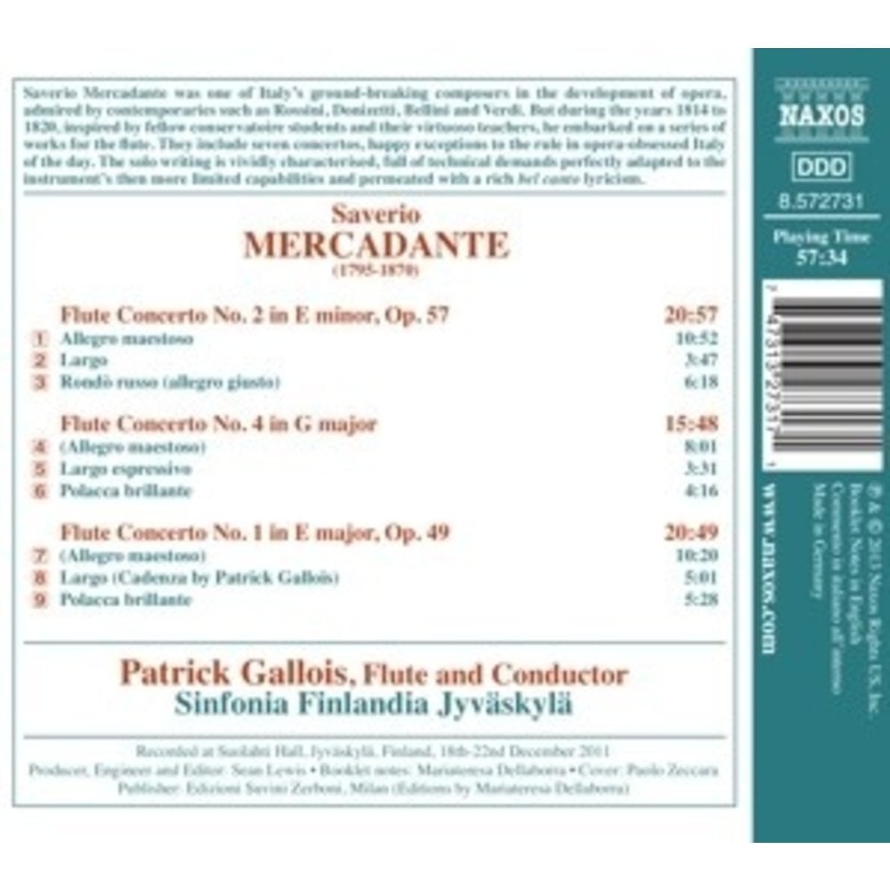 Naxos Mercadante-Flute Concertos N.1,2 & 4