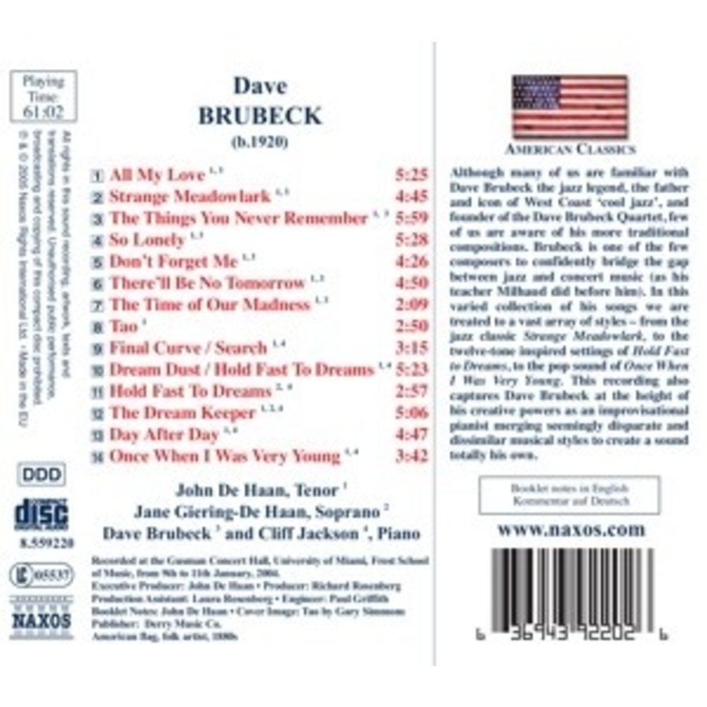 Naxos Brubeck: Songs
