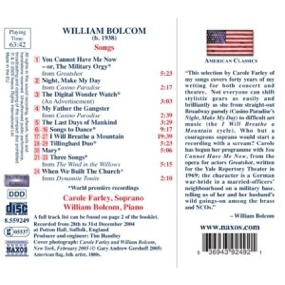 Naxos Bolcom: Songs