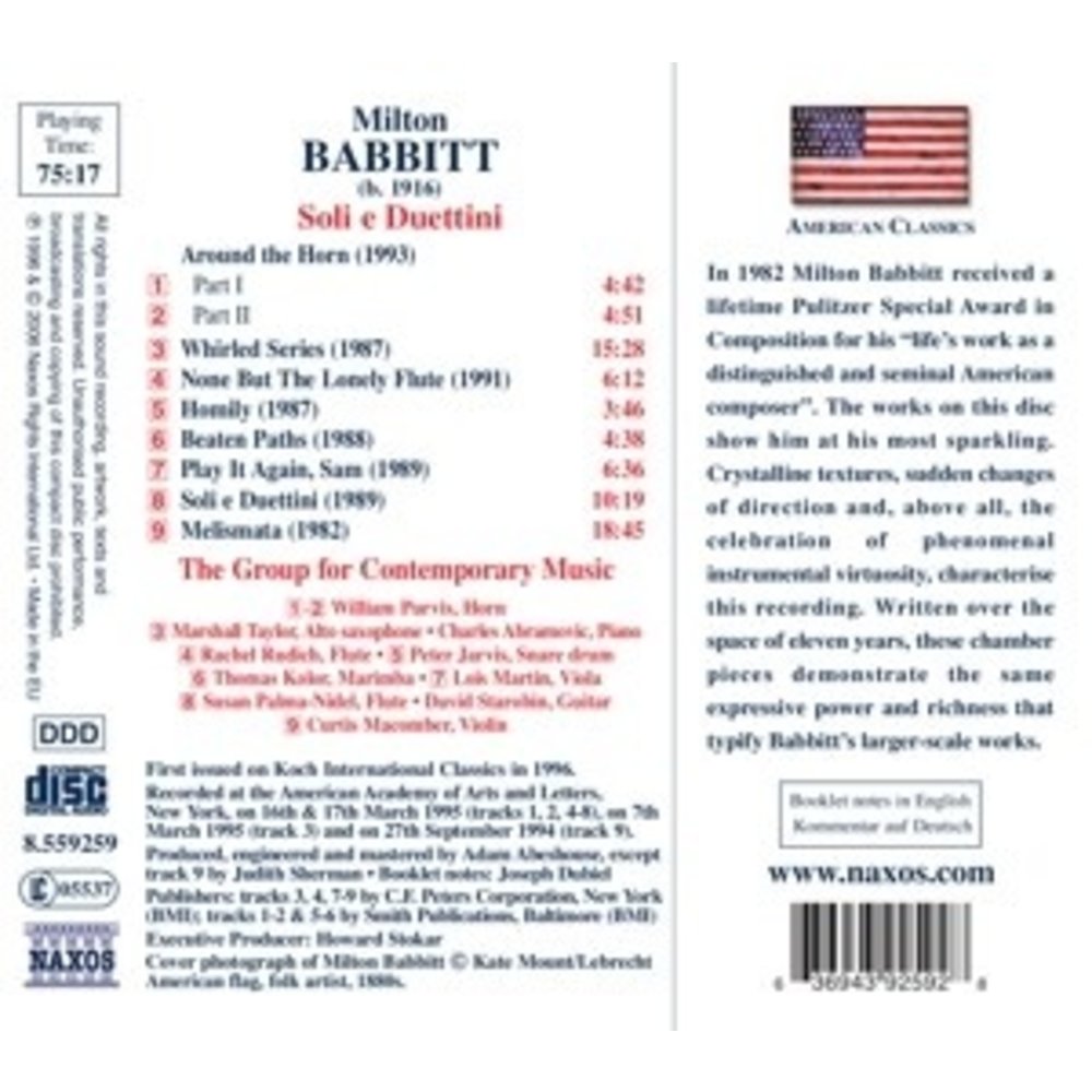Naxos Babbitt: Soli E Duettini