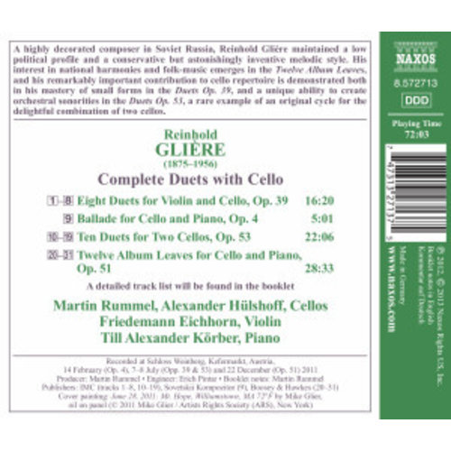 Naxos Gliere: Duets With Cello